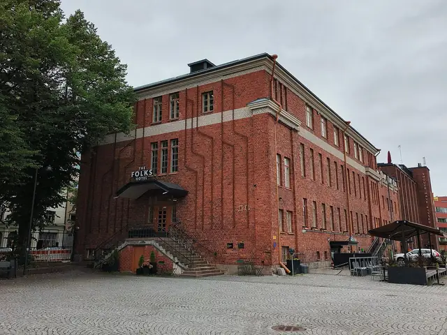 Folks Hotel Konepaja, the red-brick former VR machine-shop building whose hotel restaurant is Albina, exterior