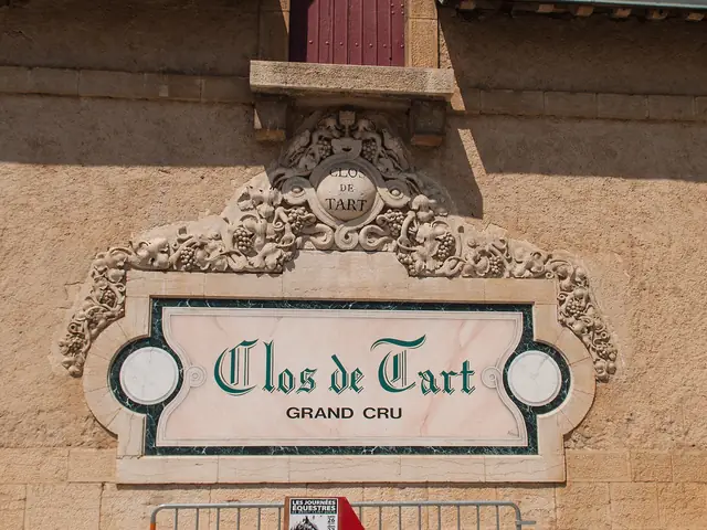 Clos de Tart's gable with the ornate 'Clos de Tart Grand Cru' cartouche (portrait original)