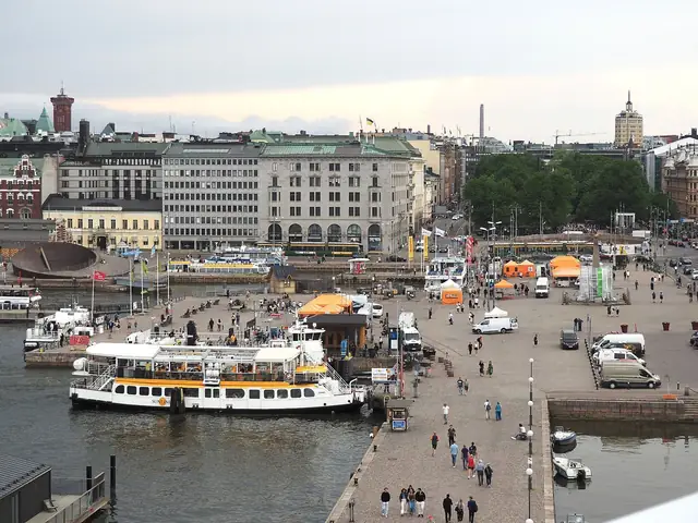 Kauppatori seen from above: the ferry pier, island ferries and the market square
